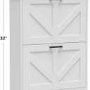 Homleke Farmhouse Shoe Cabinet for Entryway with Barn-Style Flip Drawers, Narrow Shoe Storage Organizer with Top Display Shelf, Adjustable Shelves, Shoe Rack for Hallway, Closet- (White, 24")