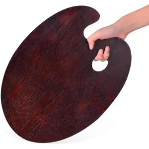 Oval Walnut Wooden Paint Palette 16 * 12inch - Artist Oil Paint Palette Walnut Palettes 30 * 40 for Acrylic Watercolor Oil Paints (Oval 30 x 40 cm)