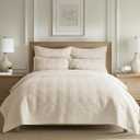 Levtex Home Cloud Waffle King/Cal King Quilt Set (106x92in) and 2 Pillow Shams (36x20) - Box Quilted Waffle Texture - Undyed Cream - Cotton King Size Quilt Bedding Set - Lightweight Soft Pre-Washed