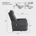 Lexicon Power Lift Recliner with Heat and Massage for Adults Elderly Ergonomic, Textured Microfiber Tufted Lounge Chair Classic Single Sofa Recliner with Side Pockets, Home Theater Seating, Dark Gray, 32 inches x 39 inches x 42 inches