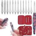 Weabetfu Interchangeable Crochet Hook Set Aluminum Inline Crochet Hooks Ergonomic Handle for Arthritic Hands for Beginner,12 Size 3mm-10mm (Red)