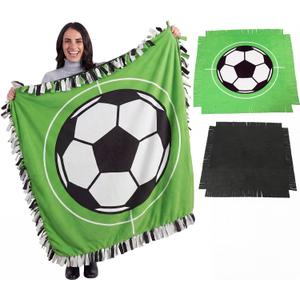 Chumia 2 Pcs/1 Set Soccer Tie Blanket Kit No Sew Fleece Blanket Kit, 55'' X 55''