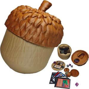 Nut Shaped Commander Deck Box 100+ with Built-in Life Counter & Dice Tray, MTG Card Storage Case, Unique Nature Squirrel Theme Tabletop Gaming Accessories Gifts