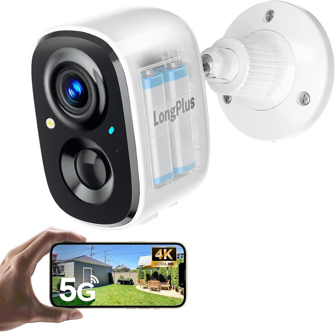 LongPlus 2026 Next Gen Security Cameras Wireless Outdoor, 4K Battery Cameras for Home Security, Wireless WiFi Security Camera, 2.4G/5GHz, Motion Detection,Color Night Vision,2-Way Audio,SD Card/Cloud