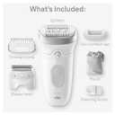 Braun Epilator Silk-pil 7, Hair Removal Device, Women Shaver & Trimmer, Wet and Dry, Wide Head, Includes Shaver Head and Trimmer Comb, SE7-041, Silver