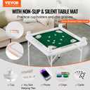 VEVOR Mahjong Table, 4 Player Folding Domino Table with Wear-Resistant Green Tabletop, Portable Square Card Table with 4 Cup Holders & 4 Chip Trays for Mahjong Poker Puzzles, 35.4 x 35.4-inch