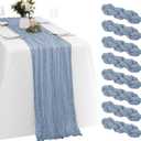 8 Pack Dusty Blue Cheesecloth Table Runners 20x120 Inch Gauze Table Runner Cheese Cloth 10FT Blue Table Runner Rustic Sheer Runner for Wedding Baby Shower Birthday Party Table Decor