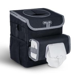 Car Trash Can for Back Seat Car Accessories Interior Car Garbage Can Car Trash Bin for Cars SUV with 2 Removable Leakproof Interior Liner, Adjustable Car Tissue Holder,2 Gallons(Black)