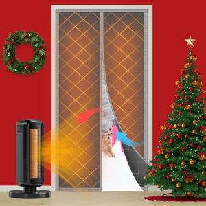 TORRAMI Magnetic Thermal Insulated Door Curtain, Fits Door Size 38" x 82", Thicken Oxford Material Door Screen Indoor/Outdoor Durable Waterproof & Windproof Door Cover Weighted Bottom