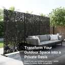 Metal Privacy Screen Outdoor 72in Decorative Laser Cut Steel Garden Divider Panel with Tropical Leaf Design, Weatherproof Freestanding Modern Privacy Fence for Patio, Deck, Backyard & Balcony