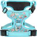 Timos No Pull Dog Harness,NO Need Go Over Dogs Head 3 Snap Buckles Reflective Oxford No Choke Puppy Harness with Front & Back 2 Metal Leash Clips Soft Padded for Small Medium Large Dogs (Small (Pack of 1), Normal-Sky Blue)