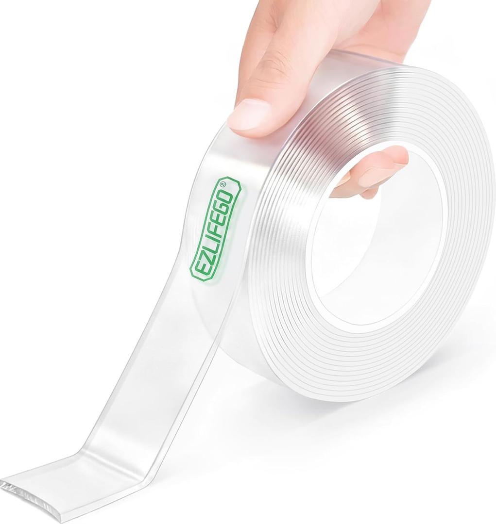 EZlifego Double Sided Tape Heavy Duty, Nano Double Sided Adhesive Tape, Clear Mounting Tape Picture Hanging Adhesive Strips (9.85FT)
