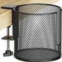 Large Desk Cup Holder, Fully Covered Anti-Spill Clip on Table Cup Holder, Office Gaming PC Desk Accessories, can Hold Universal Cup, Bottles, Mugs, Cans, Tumblers, 3.95" Inner Diameter(1 Pack Black)