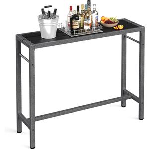 Mr IRONSTONE Outdoor Bar Table 47'' Patio Table Pub Height Dining Table with Waterproof Top and Hammer Finish Stand for Hot Tub, Garden, Backyard, Indoor