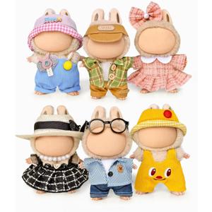 6 Clothes Sets for 17cm Collectible Dolls – Miniature Outfits with Accessories – Hat, Glasses & Necklace Details – Ages 15+ (No Doll)
