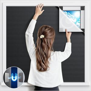 Magnetic Blackout Window Cover, 75" x 58" Portable Blackout Curtains for Bedroom, No Drill Windows Shades & Black Out Blinds, Temporary Black Out Shades for Window Film Nursery Travel RV - Blacks
