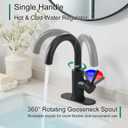VOTON Bar Sink Faucet, Bathroom Kitchen 360 Rotatable Faucet, Matte Black Single Hole Bathroom Faucets Modern Small Mini Kitchen Bath Utility Vanity Outdoor Lavatory Faucets