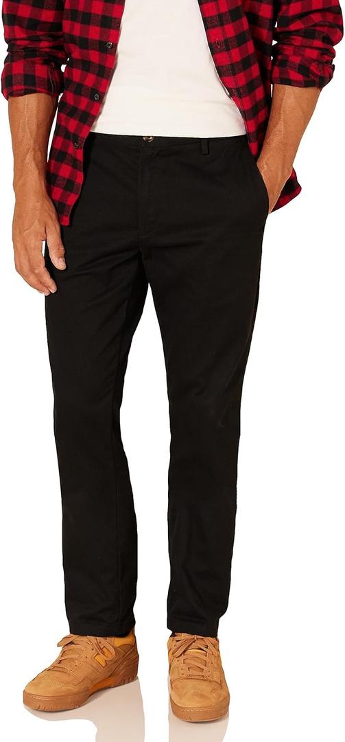Amazon Essentials Mens Slim-Fit Wrinkle-Resistant Flat-Front Chino Pant (34W x 32L, Black)