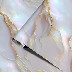 Countertop Contact Paper 39.37 x 23.62 Inch Pearl White Gold Marble Peel and Stick Vinyl Wallpaper Oil Resistant Removable Decorative Film for Kitchen Counter Cabinet Furniture Tabletop Renovation (colorful0157)