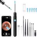 Ear Wax Removal - Earwax Remover Tool with 8 Pcs Ear Set - Ear Canal Cleaner with 1080P Camera - FSA HSA Eligible - Ear Cleaning Kit with 6 Ear Spoon - Ear Camera for iOS & Android (Black)