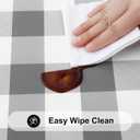 Smiry Round Picnic Tablecloth, Elastic Waterproof Fitted Vinyl Tablecloths for 57"-68" Tables, Flannel Backed Buffalo Plaid Table Cover for Dining, Camping, Outdoor, White and Grey