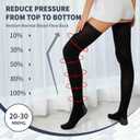 Medical Compression Thigh High Anti Embolism Stockings 15-20mmHg, for Edema, Varicose Veins, Swelling with Inspection Hole, Women & Men (Large, Black)