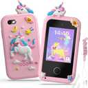 Kids Smart Phone Toys for Girls, Christmas Birthday Gifts for Girls Age 3-10 Kids Cell Phone Toys with 2.8" Touchscreen 20 Learning Games Dual Camera Music Player, 8G SD Card (Pink)