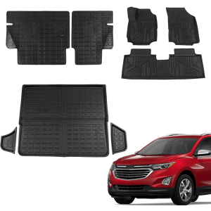 Floor Mats Compatible with 2018-2024 Chevrolet Equinox Cargo Liner Gmc Terrain Trunk Mat All Weather Seat Back Protector 2023 Chevy Equinox Accessories (Set of 8 Mats)