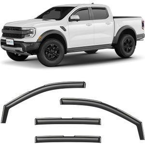 CLIM ART in-Channel Incredibly Durable Rain Guards for Ford Ranger 2024-2025 SuperCrew, Original Window Deflectors, Vent Window Visors, Vent Deflector, 4 pcs. - 624095 (For Ranger 24-25)