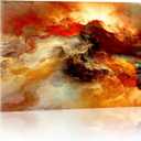 Abstract Wall Art Orange Flow Landscape Pictures Abstract Modern Artwork wall Decor Stretched Canvas Wooden Framed for Bedroom Home Office Dining Room Decoration 16''Hx24''W / 40x60cm