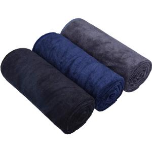 HOPESHIN Gyms Yoga Towels - Absorbent Microfiber Workout Towels for Men & Women, Soft, Fast Drying 3 Pack, 16x32 Inch (Black+grey+navy)
