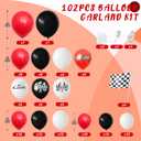 Race Car Balloon Arch Garland Kit, Red Black White Party Latex Balloons with Checkered Flags for Boy Racing Car Themed Birthday Party Decorations Baby Shower Transportation Backdrop Supplies