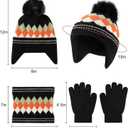 Comfoex 3 Pcs Kids Winter Hat Scarf Gloves Set Boys Girls Knit Neck Warmer Fleece Lined Children Beanie Hat Set for Ages 4-8