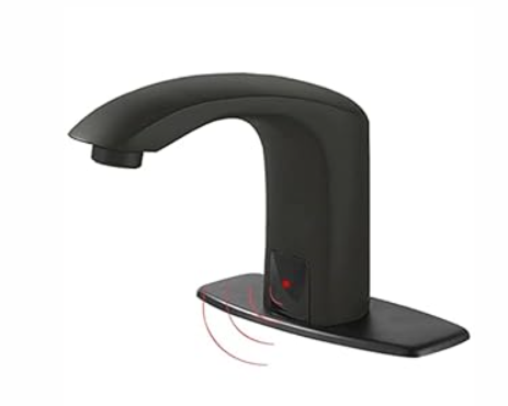 Touchless Bathroom Faucet Automatic Motion Sensor Sink Faucets with 3 Hole Cover Plate and Temperature Mixer, Black Motion Activated Hands-Free Basin Smart Commercial Faucet Single Hole BODQEMR