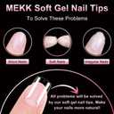 7 x MEKK Short Square Nail Tips,240PCS Full Cover Half Matte Soft Gel Nail Tips,Pre-Shaped Nail Extensions for Home DIY & Salon Use - 12 Sizes