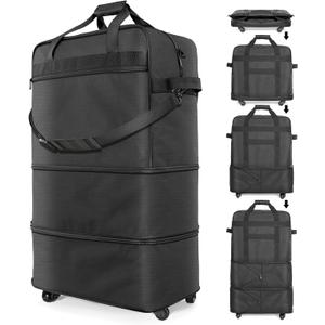 Suitcases with Wheels, Expandable Foldable Luggage Bag, Collapsible Rolling Travel Bag for Men Women, Lightweight Duffel Bag with Spinner Wheel (X Large)