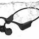 IP68 Waterproof Swimming Headphones, Bone Conduction Bluetooth 6.0 Headphones, Built-in 32GB MP3 Player, Soft Lightweight Open-Ear Design for Swimming Marathons Showers Cycling(Black)