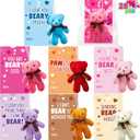 JOYIN 28 Packs Valentine's Day Gift Cards with Mini Bears Plush Toy Party Favors, Mini Stuffed Plush Toys for Valentines Day Gifts, Kids Classroom School Exchange Prize