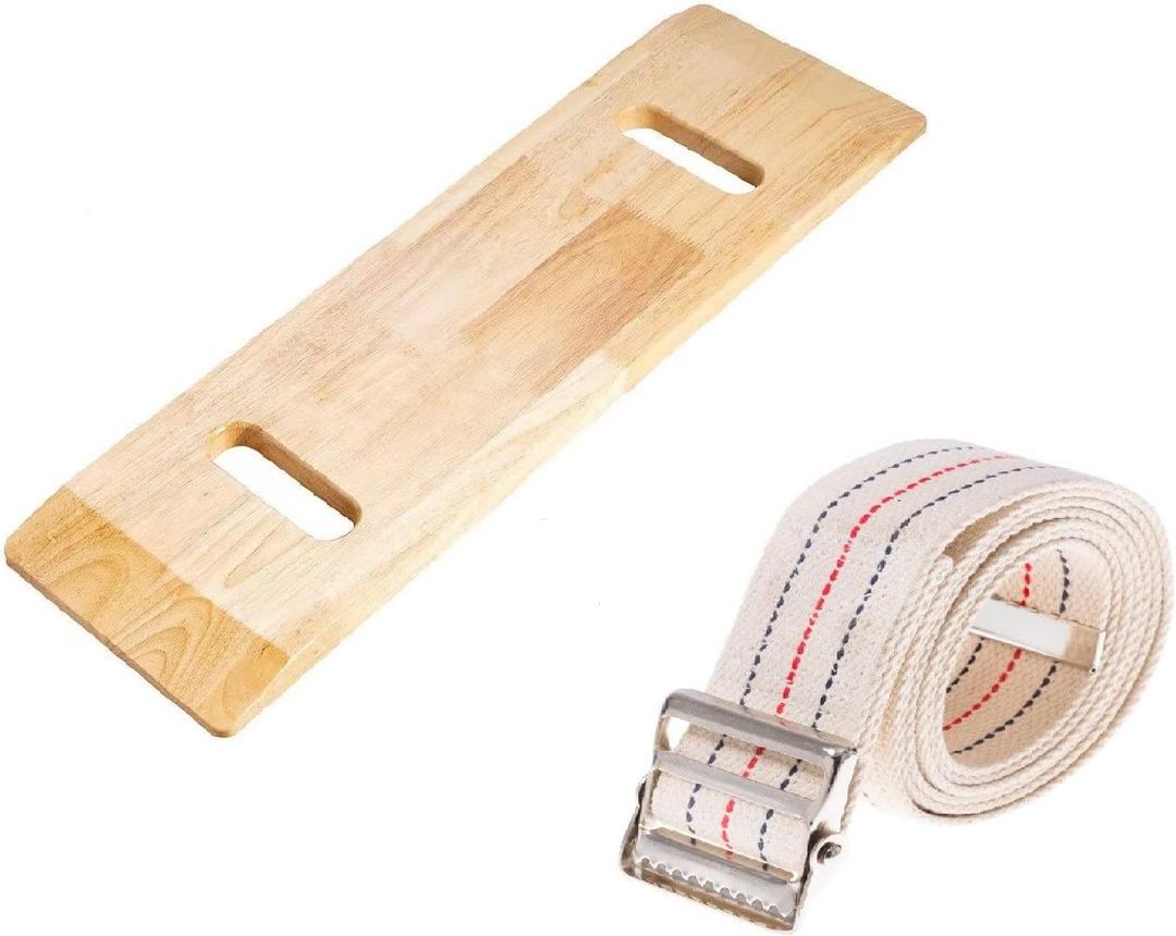 COW&COW 30" Wooden Transfer Board and 60" Transfer Belt Kit for Patient, Senior and Handicap Move Assist and Slide Transfers (30Inch)