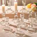 Lanttu 24 Pcs Candlestick Holders Bulk, 2.56 x 3.55in Clear Taper Candle Holders, Glass Candle Holders Set for Wedding Table, Party, Windowsill Decor