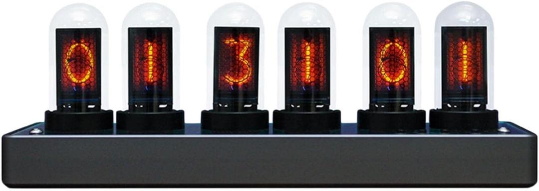 Adventurers IPS Nixie Tube Clock, Creative Electronic DIY Nixie Tube Clock Simulation with 6-Bit IPS LCD Screen,12/24 Hours, RGB Backlit Desktop Decoration, Gifts for Decorating Rooms and Desks