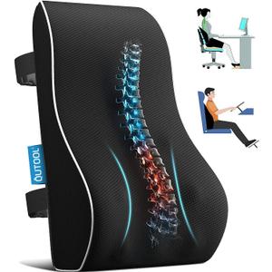 QUTOOL Lumbar Support Pillow for Office Chair,Office Home Essentials,Back Support Pillow for Car, Chair Cushions,Back Pain Relief Improve Posture,Mesh Cover Double Adjustable Straps