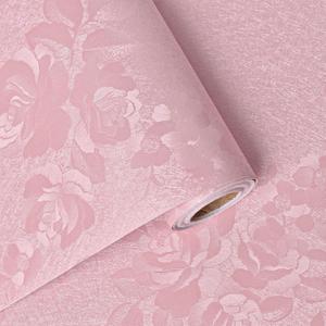Pink Wallpaper Silk Embossed Floral Pink Contact Paper Peel and Stick 118inL 17.7inW Self Adhesive Wallpaper for Bedroom Kids Room Decor Nursery Textured Flower Contact Paper for Cabinets Liner,  3