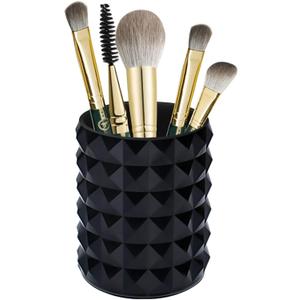 Acrylic Makeup Brush Holder Organizer, Black Pencil Pen Holder, Crystal Cosmetics Brushes Cup Storage Solution, Round