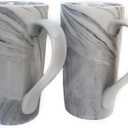 20 OZ Large Coffee Mugs, Grey Marble Ceramic Tall Beer Cups with Handle Set of 2 600 ml Oversized Porcelain Bulk Big Tea Cup for Men Women Gifts Mom and Dad