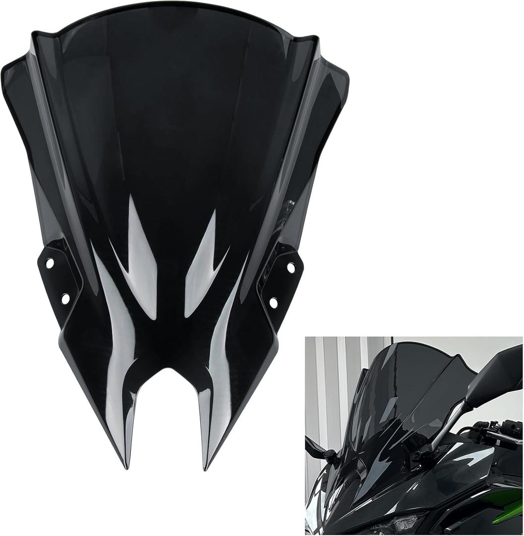 Windshield for NINJA500 SE 2024 2025, PSLER Windscreen Double Bubble Wind Deflector Protector Fairing for NINJA500 SE Ninja 500 2024 2025 (18" Black)