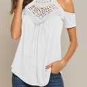 Bluetime Summer Tops for Women Short Sleeve T Shirts Cold Shoulder Casual Tops Tees