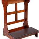 Solid Wood Prayer Bench Stool with Shelf and Cushion Church Prayer Bench Table Chair Padded Kneeler for Kneeling at Home, Religious Gifts, 23 x 20 x 32 Inches(Simple Style)