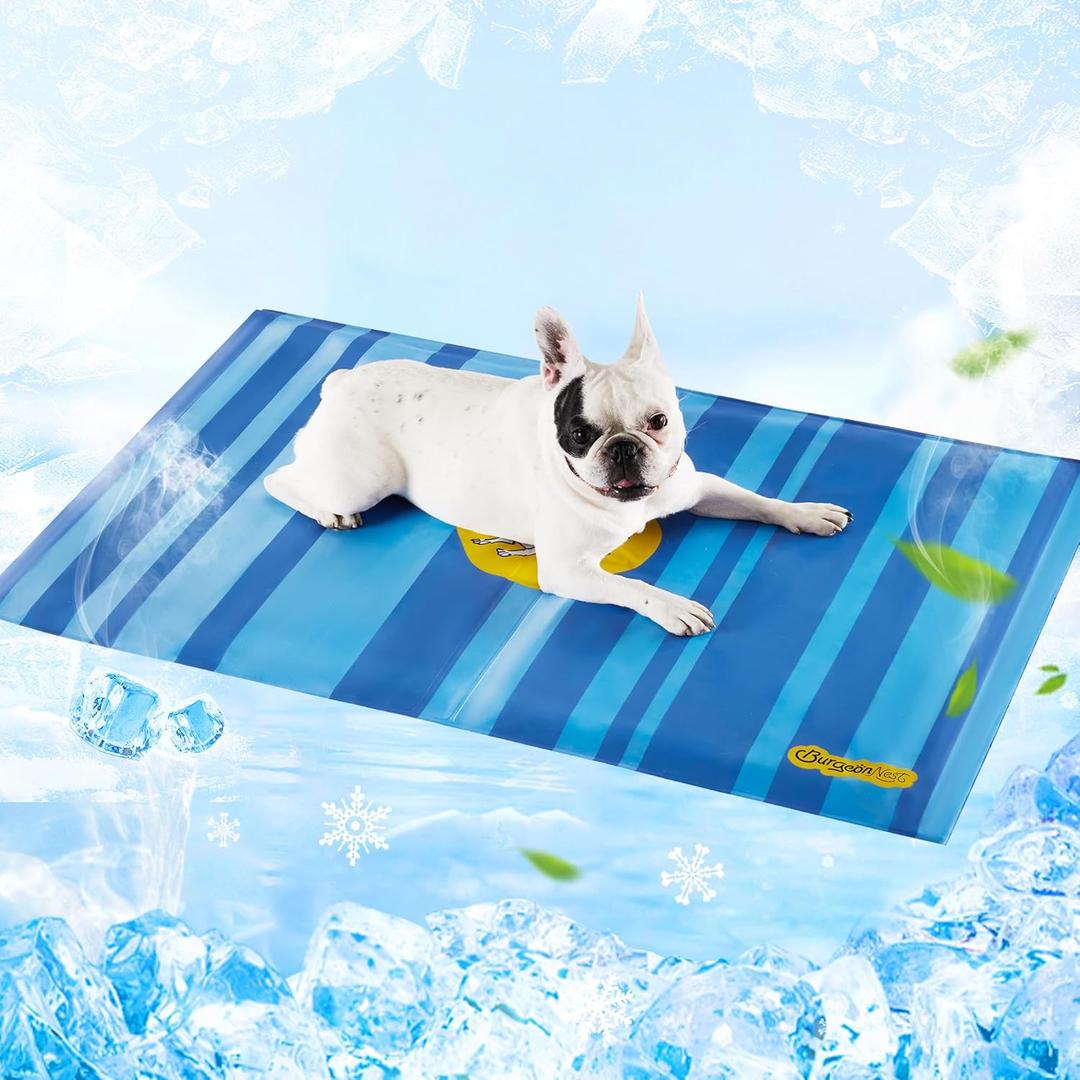 BurgeonNest Pet Cooling Mat for Dog, Portable Pet Cooling Mat with Leak-Proof Zipper, High-Density Sponge Support & Paw-Proof Design for Indoor Use (20" x 30")