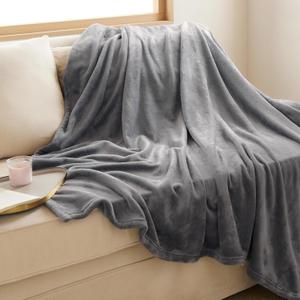 Bedsure Fleece Throw XL Blanket for Couch - 300GSM Soft Lightweight Plush Cozy Blankets for Travel, Grey, 50x70 inches